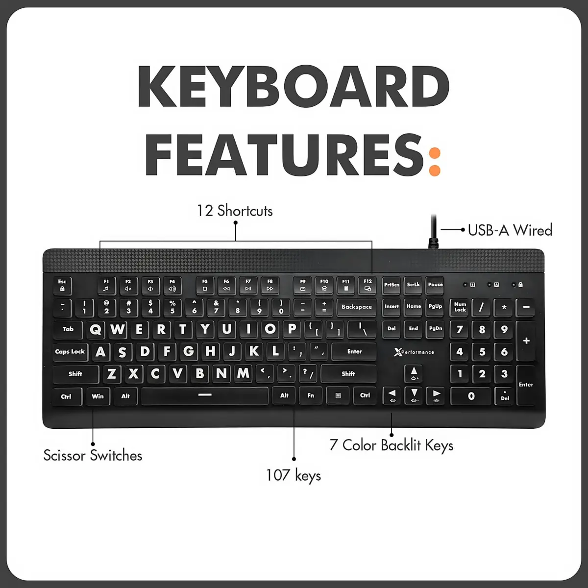 X9 Performance Large Print Backlit Keyboard | Oversized Big Letters for Seniors & Beginners - view 8