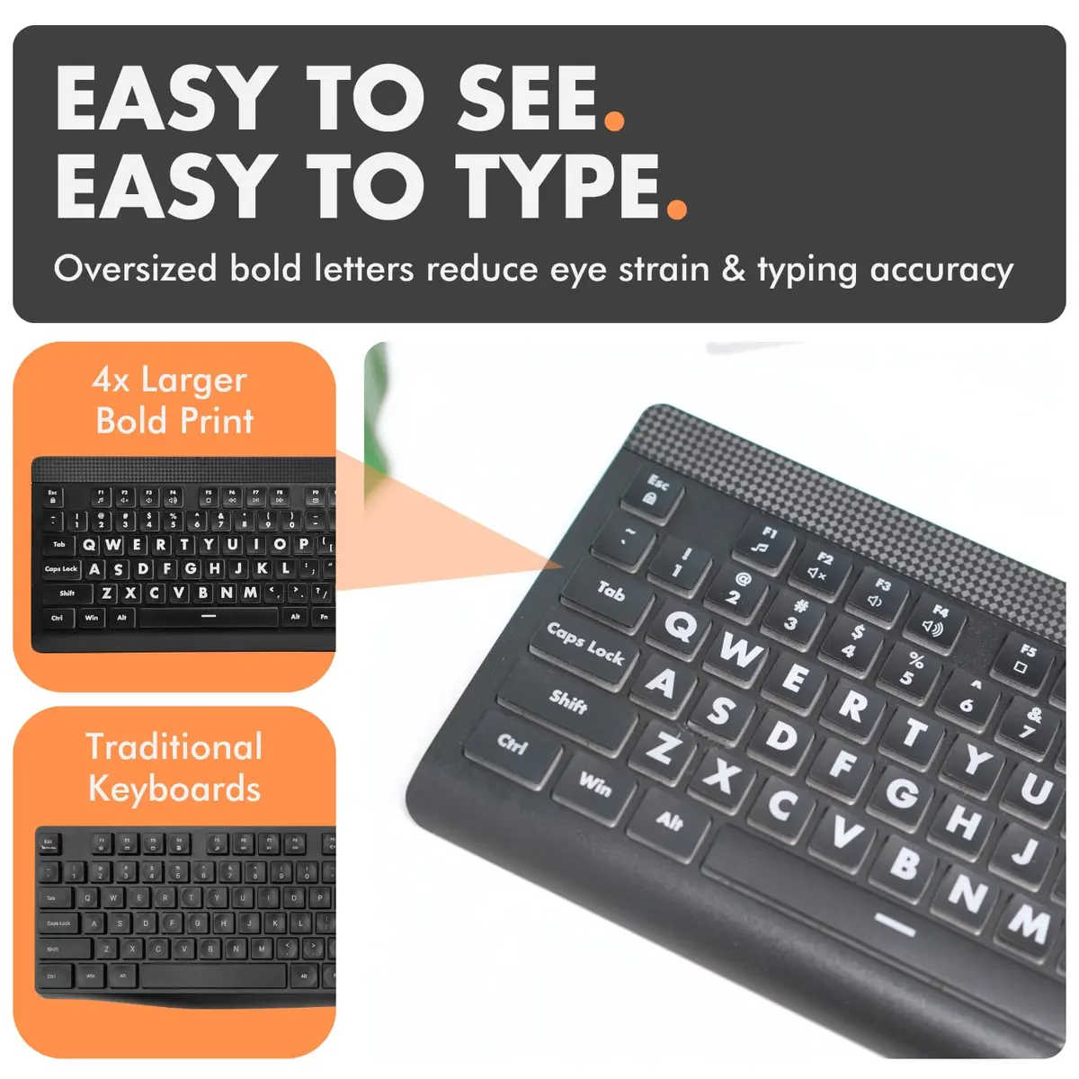 X9 Performance Large Print Backlit Keyboard | Oversized Big Letters for Seniors & Beginners - view 2