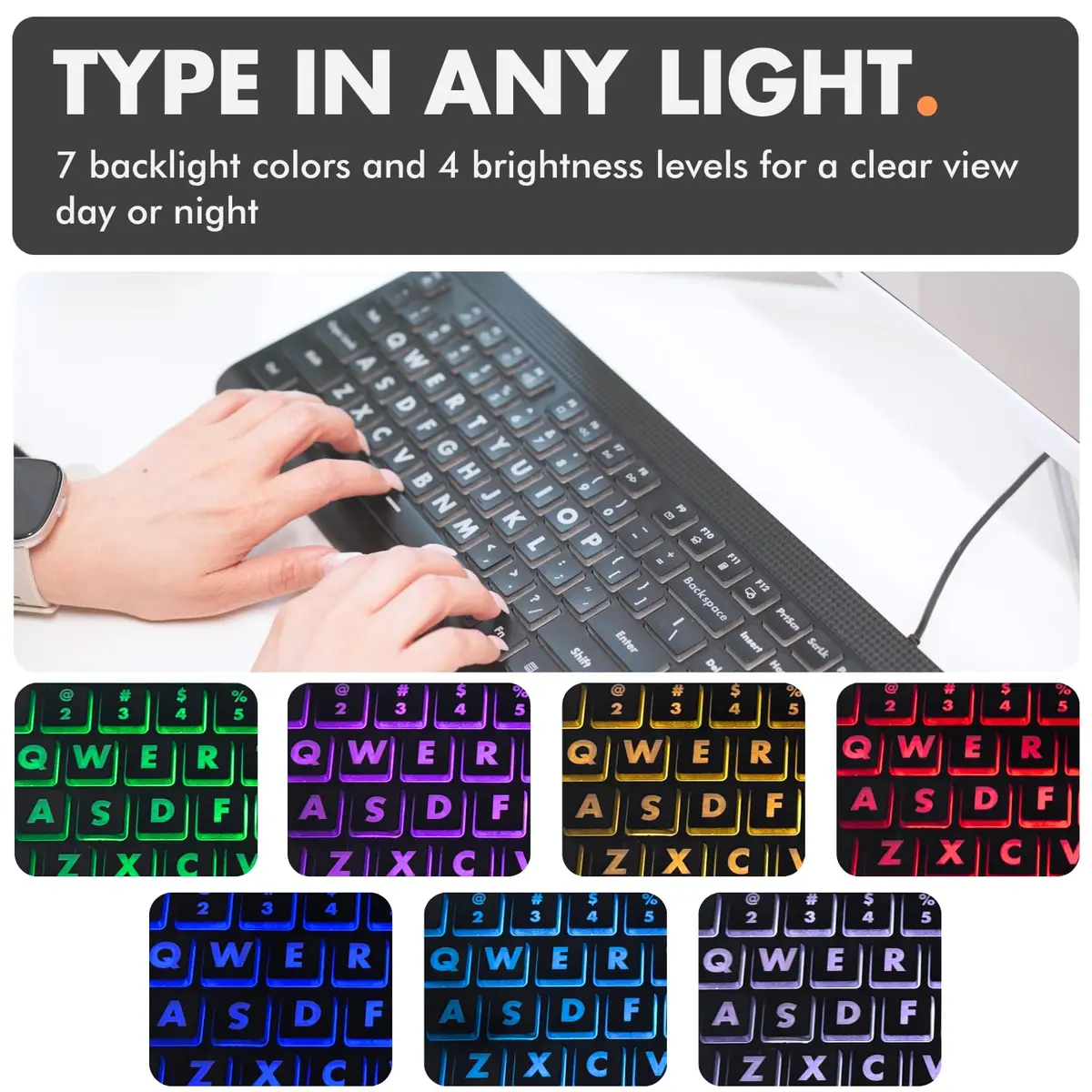 X9 Performance Large Print Backlit Keyboard | Oversized Big Letters for Seniors & Beginners - view 3