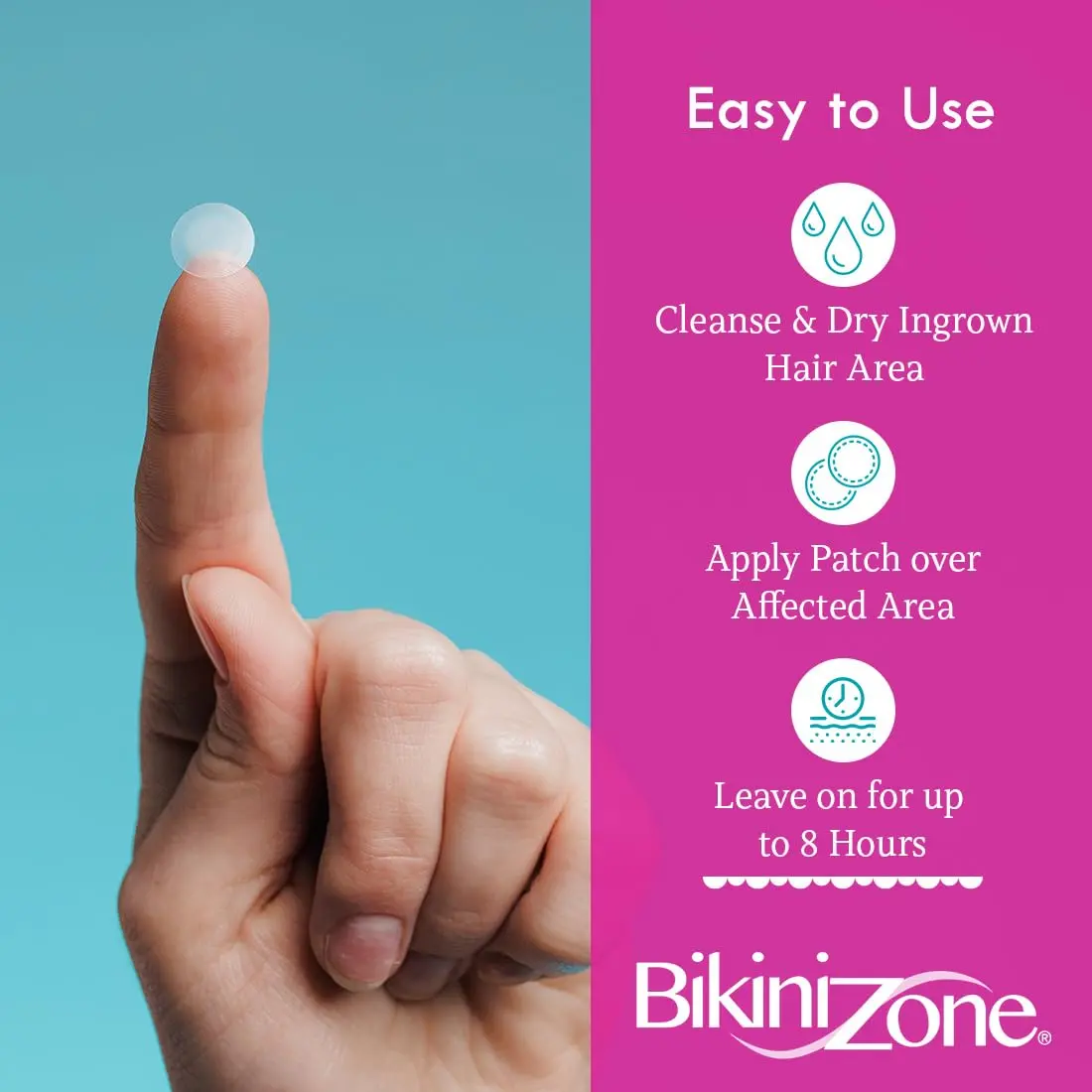 Bikini Zone Hydrocolloid Ingrown Hair Patches, 20 Ct, 3 Pack | Discreet, Targeted Skin Care - view 4