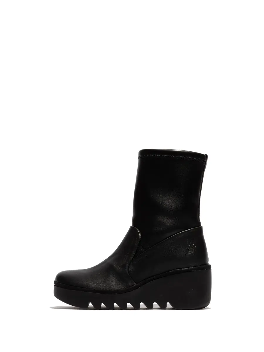 FLY London Womens Boik602Fly Black 7-7.5 | Unique wedge heel style, waterproof leather, Portugal-made - main product image