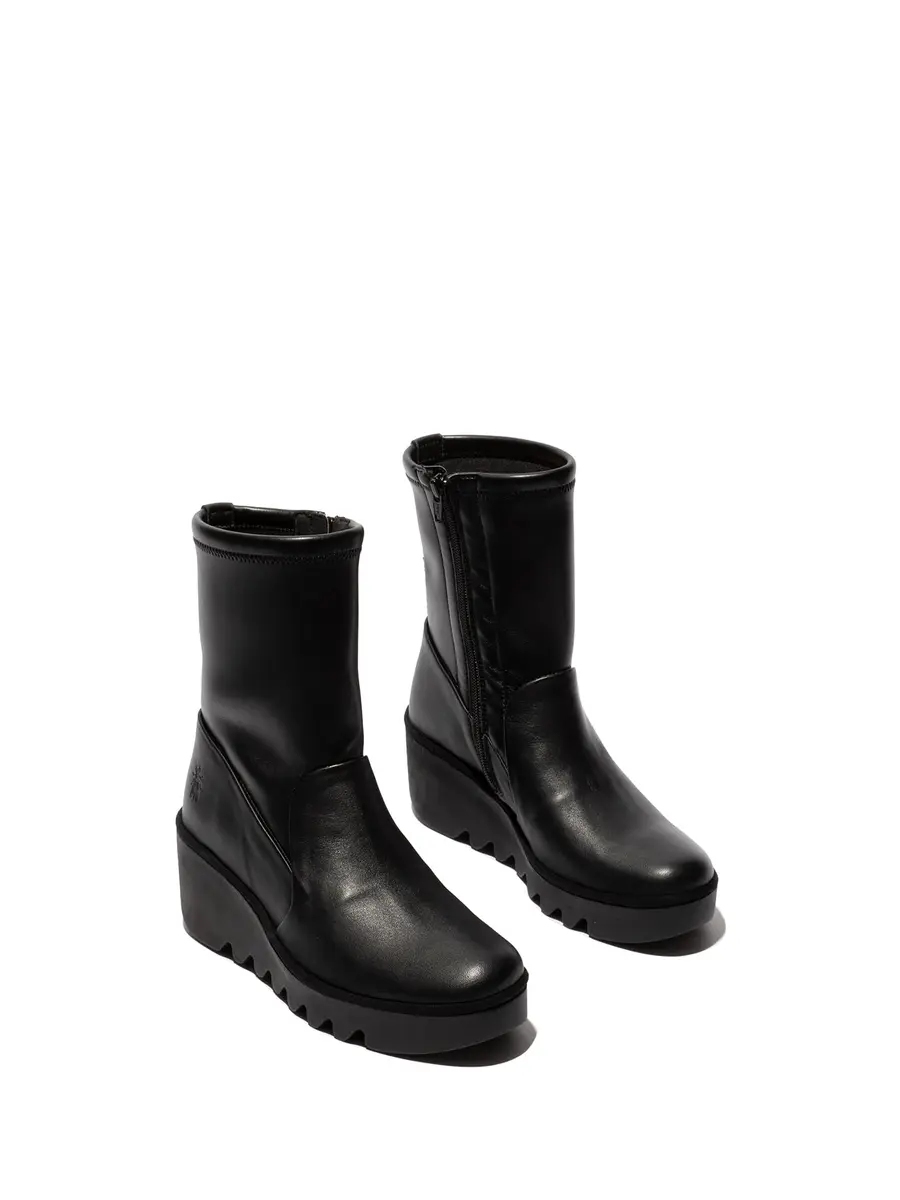 FLY London Womens Boik602Fly Black 7-7.5 | Unique wedge heel style, waterproof leather, Portugal-made - view 3