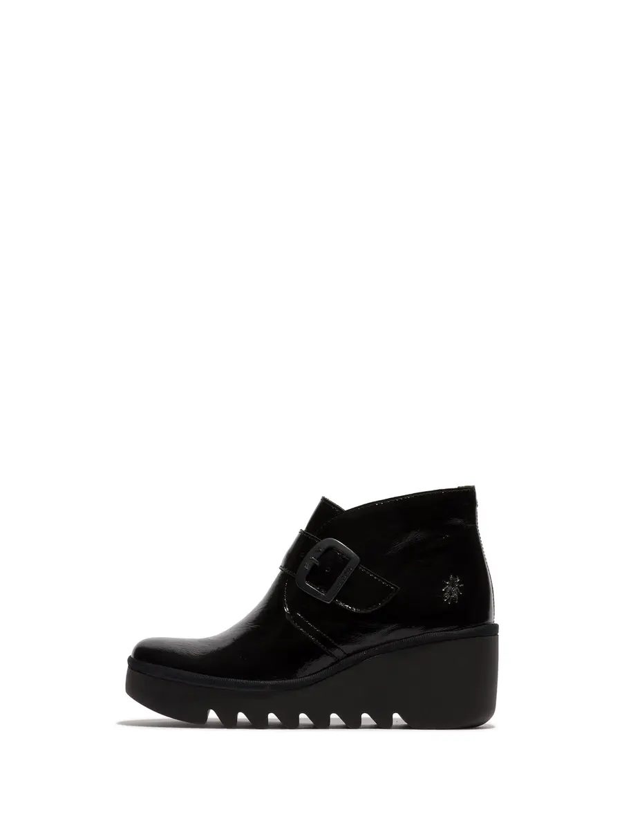 Fly London Birt397Fly Women's Boots 7.5-8 | Patent Leather, Wedge Heel, Waterproof - main product image