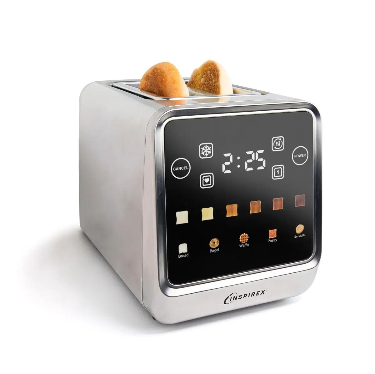 Nostalgia Inspirex Touch Screen Toaster - 2 Slice Extra-Wide Slots | 5 Bread Types & 6 Browning Levels - main product image