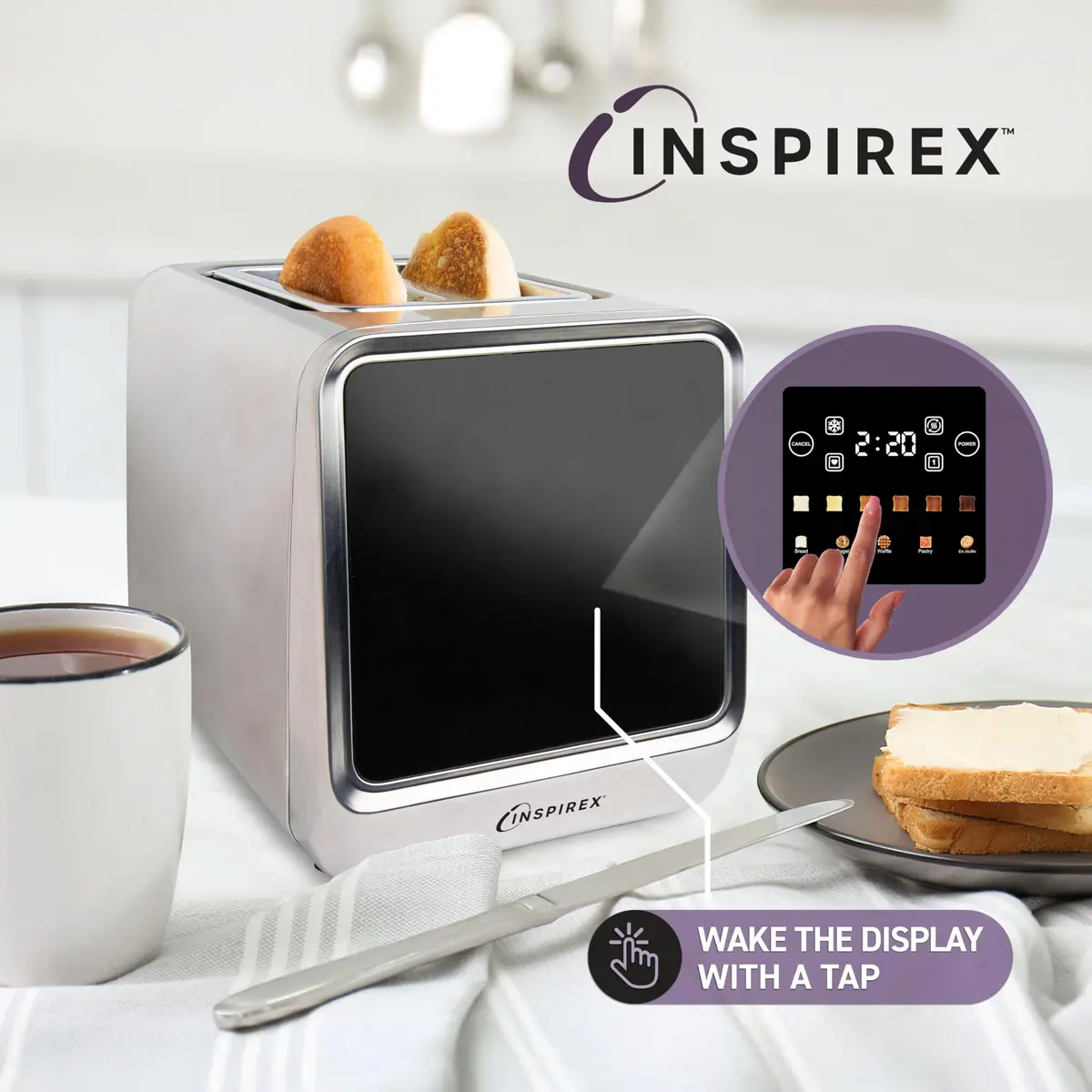 Nostalgia Inspirex Touch Screen Toaster - 2 Slice Extra-Wide Slots | 5 Bread Types & 6 Browning Levels - view 6