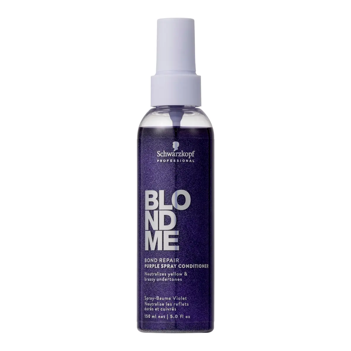 BlondMe Bond Repair Purple Spray Conditioner 5 Fl Oz | Neutralizes Yellow & Brassy Tones | Strengthens & Repairs Blonde Hair - main product image