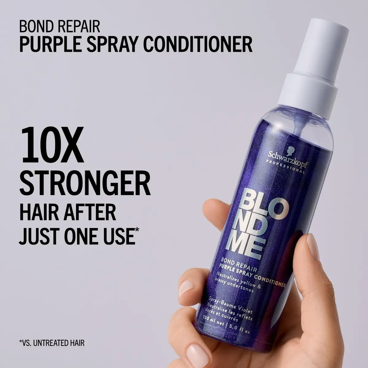 BlondMe Bond Repair Purple Spray Conditioner 5 Fl Oz | Neutralizes Yellow & Brassy Tones | Strengthens & Repairs Blonde Hair - view 3