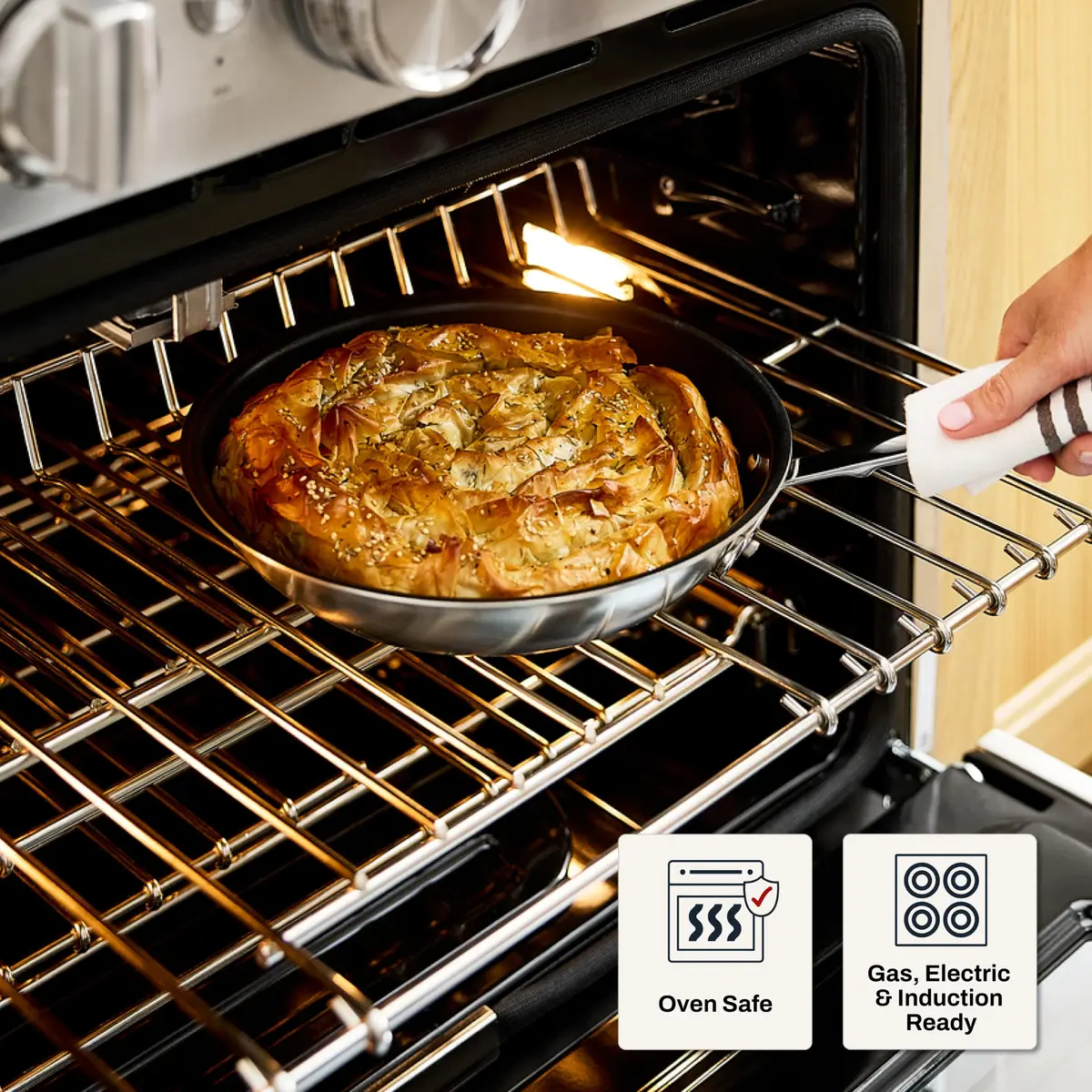 All-Clad D5® Pro Nonstick Stainless Steel 10" Frying Pan | Made in USA, Oven Safe to 500°F - view 6