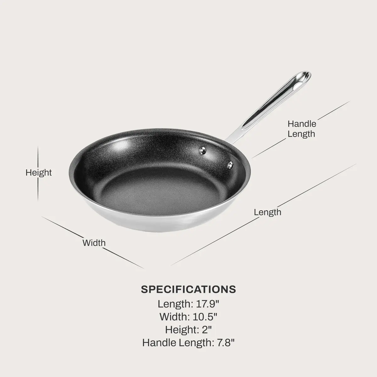 All-Clad D5® Pro Nonstick Stainless Steel 10" Frying Pan | Made in USA, Oven Safe to 500°F - view 2