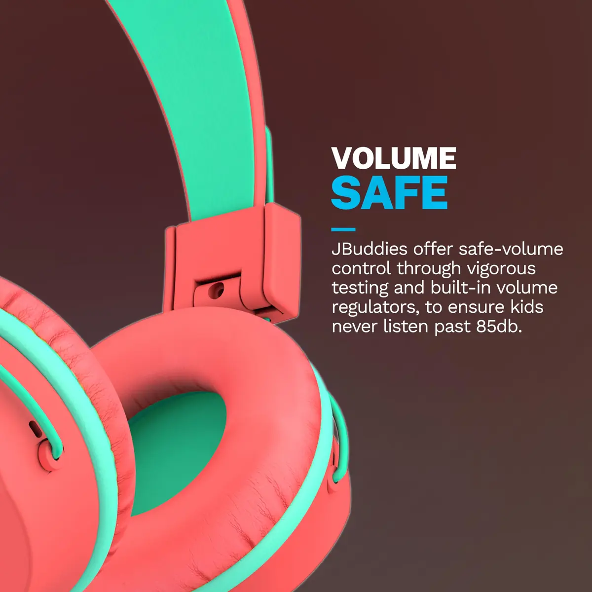 JLab JBuddies Studio Wired Kids Headphones with Mic, Volume Limiter, Foldable, Adjustable, Peach | Safe 85dB Listening for Ages 6+ - view 4