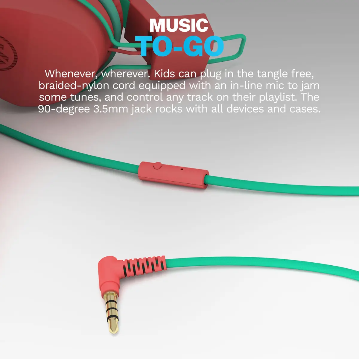 JLab JBuddies Studio Wired Kids Headphones with Mic, Volume Limiter, Foldable, Adjustable, Peach | Safe 85dB Listening for Ages 6+ - view 6