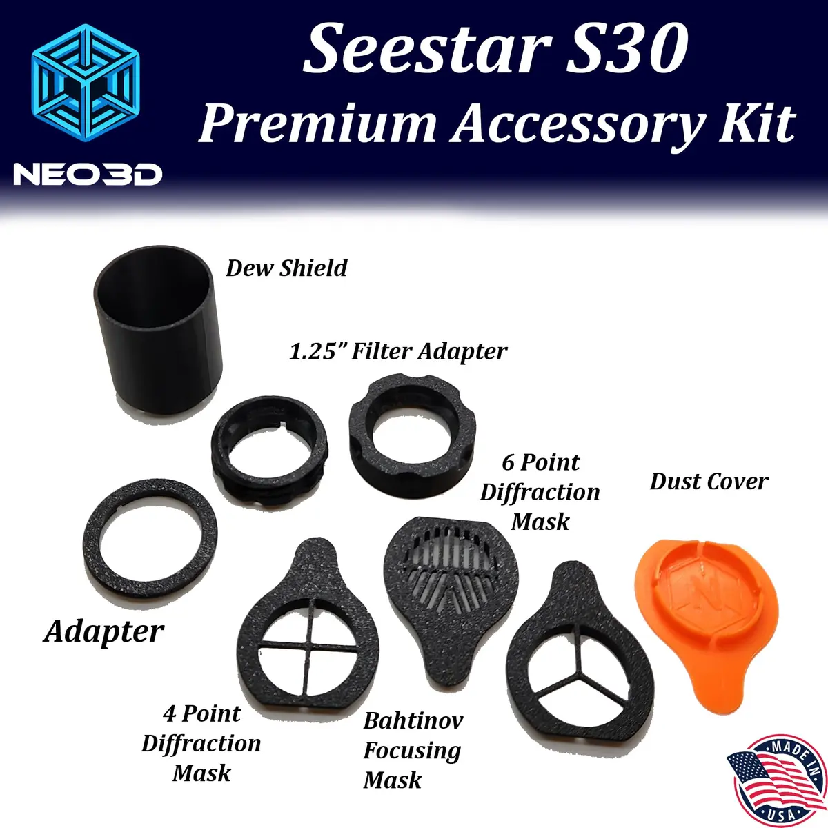 Neo3D Shop Seestar S30/S30 Pro Premium Accessory Kit with Dew Shield & Bahtinov Mask - view 2