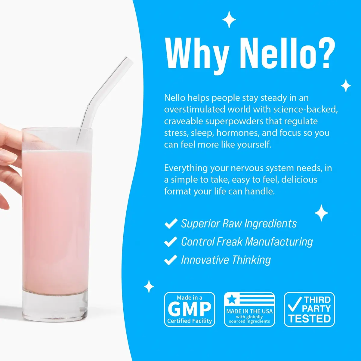 Nello Supercalm Powdered Drink Mix Strawberries & Cream 20 Servings (0.15 kg) | Cortisol Reducer & Sleep Aid - view 7