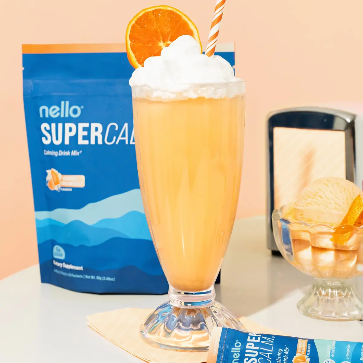 Nello Supercalm Powdered Drink Mix Orange Creamsicle 20 Servings (3 oz) | Cortisol Reducer & Sleep Aid with L-Theanine, Ashwagandha, Magnesium, Vitamin D - view 4