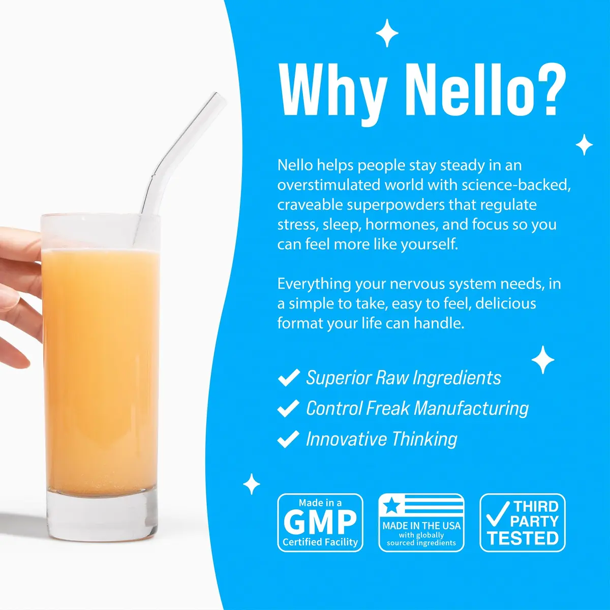 Nello Supercalm Powdered Drink Mix Orange Creamsicle 20 Servings (3 oz) | Cortisol Reducer & Sleep Aid with L-Theanine, Ashwagandha, Magnesium, Vitamin D - view 6