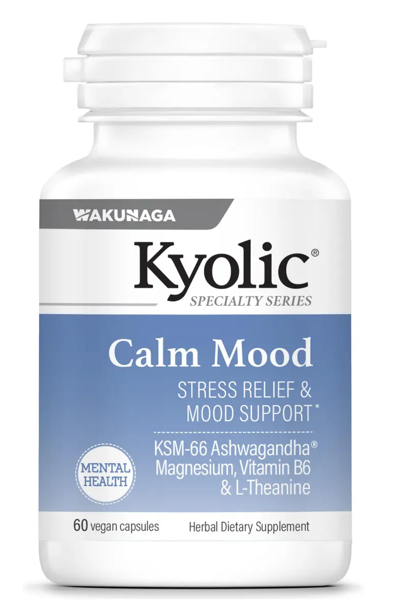 Kyolic Specialty Series Calm Mood Capsules 60 Count (1.5 oz) | Stress Relief & Mood Support with KSM-66 Ashwagandha - main product image