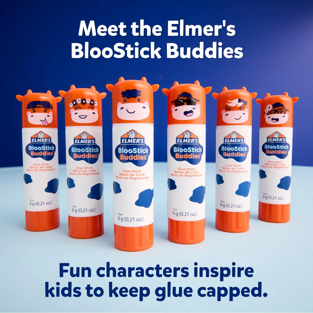 Elmer's Glue Sticks Combo Pack, BlooStick Buddies & Disappearing Purple, 12 Count (6g Each) | Fun, Washable School & Craft Adhesive - view 3