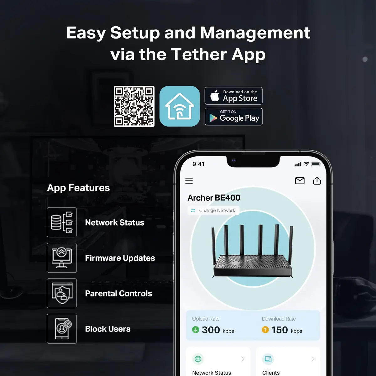 TP-Link Archer BE400 Wi-Fi 7 Router Dual-Band | Future-Proof Home Network with WPA3 Security - view 7