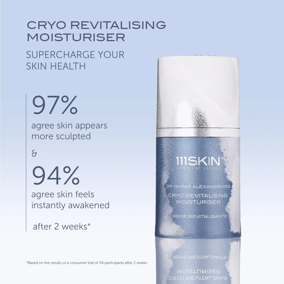 111SKIN Cryo Revitalising Moisturiser, Hydrating Gel Face Cream, 1.69 fl oz | Cooling, Hydrating & Firming - view 3