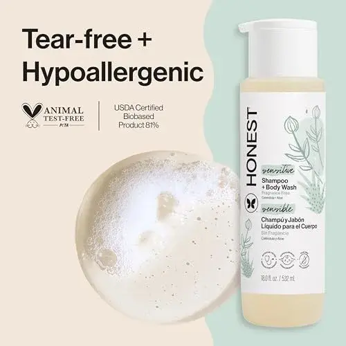 The Honest Company Fragrance-Free Shampoo & Body Wash 532ml (18 fl oz) | Gentle 2-in-1 for Sensitive Skin - view 2