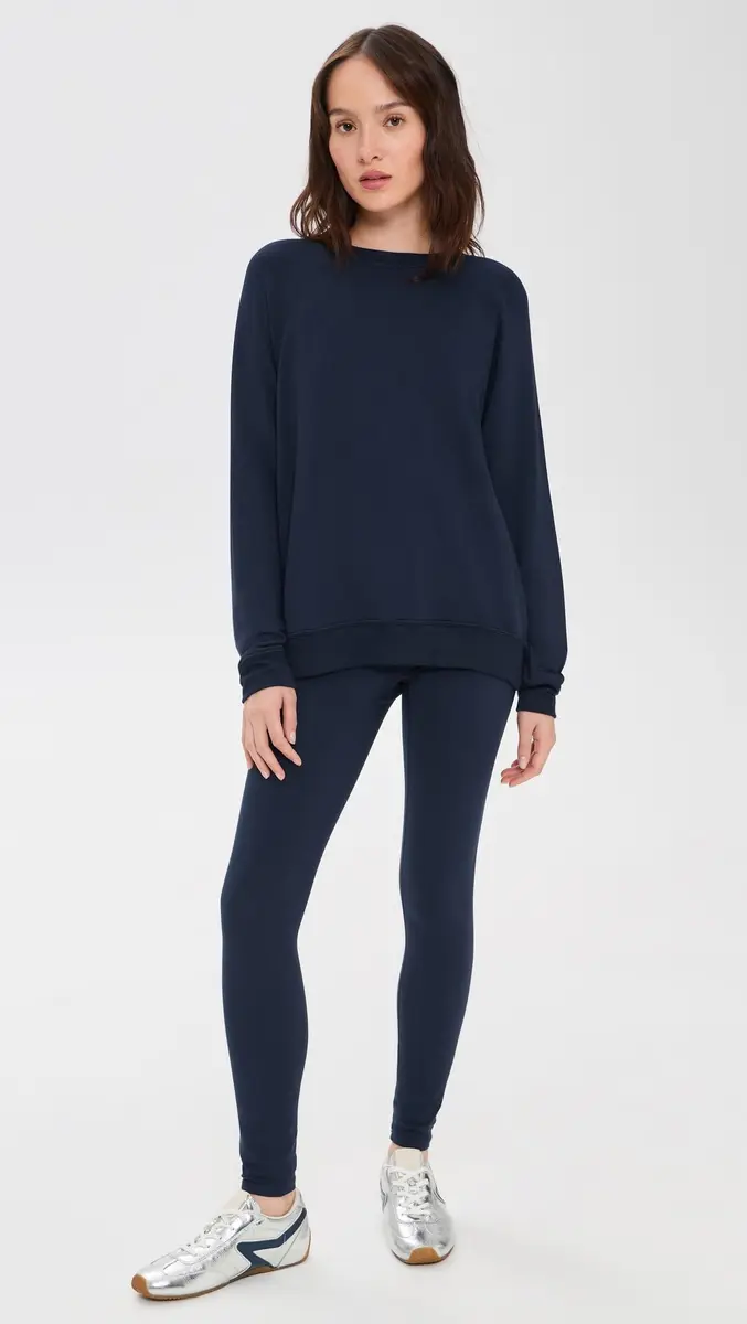 SPLITS59 Fleece Sweatshirt Medium Indigo | Lightweight stretch fleece, crew neck, oversized fit for women in India - view 5