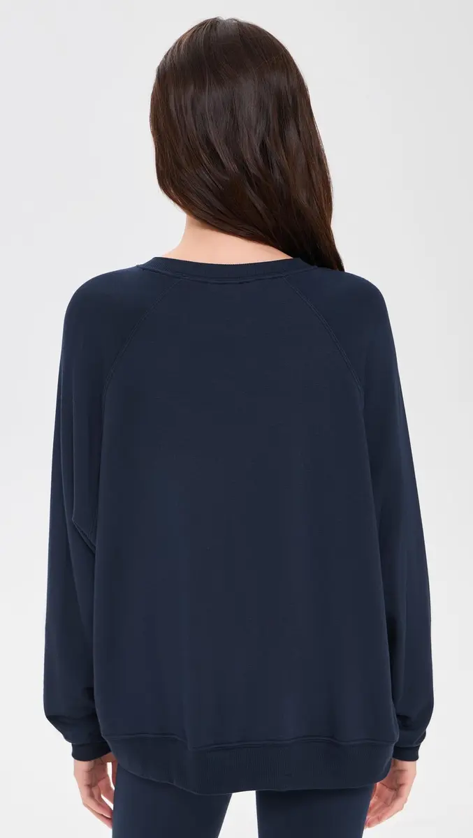SPLITS59 Fleece Sweatshirt Medium Indigo | Lightweight stretch fleece, crew neck, oversized fit for women in India - view 3