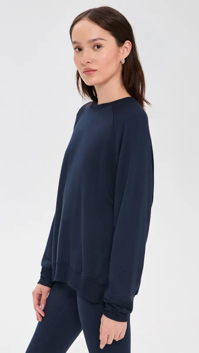 SPLITS59 Fleece Sweatshirt Medium Indigo | Lightweight stretch fleece, crew neck, oversized fit for women in India - view 4
