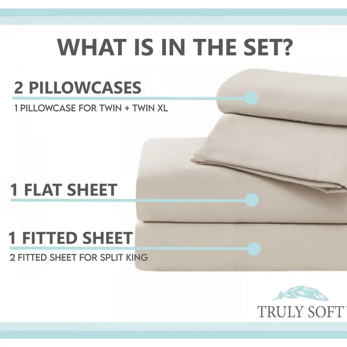 TRULY SOFT Green Solid Blue Split King Sheet Set | 100% Recycled Polyester, OEKO-TEX Certified, 15-inch Deep Fully Elasticized Fitted - view 8