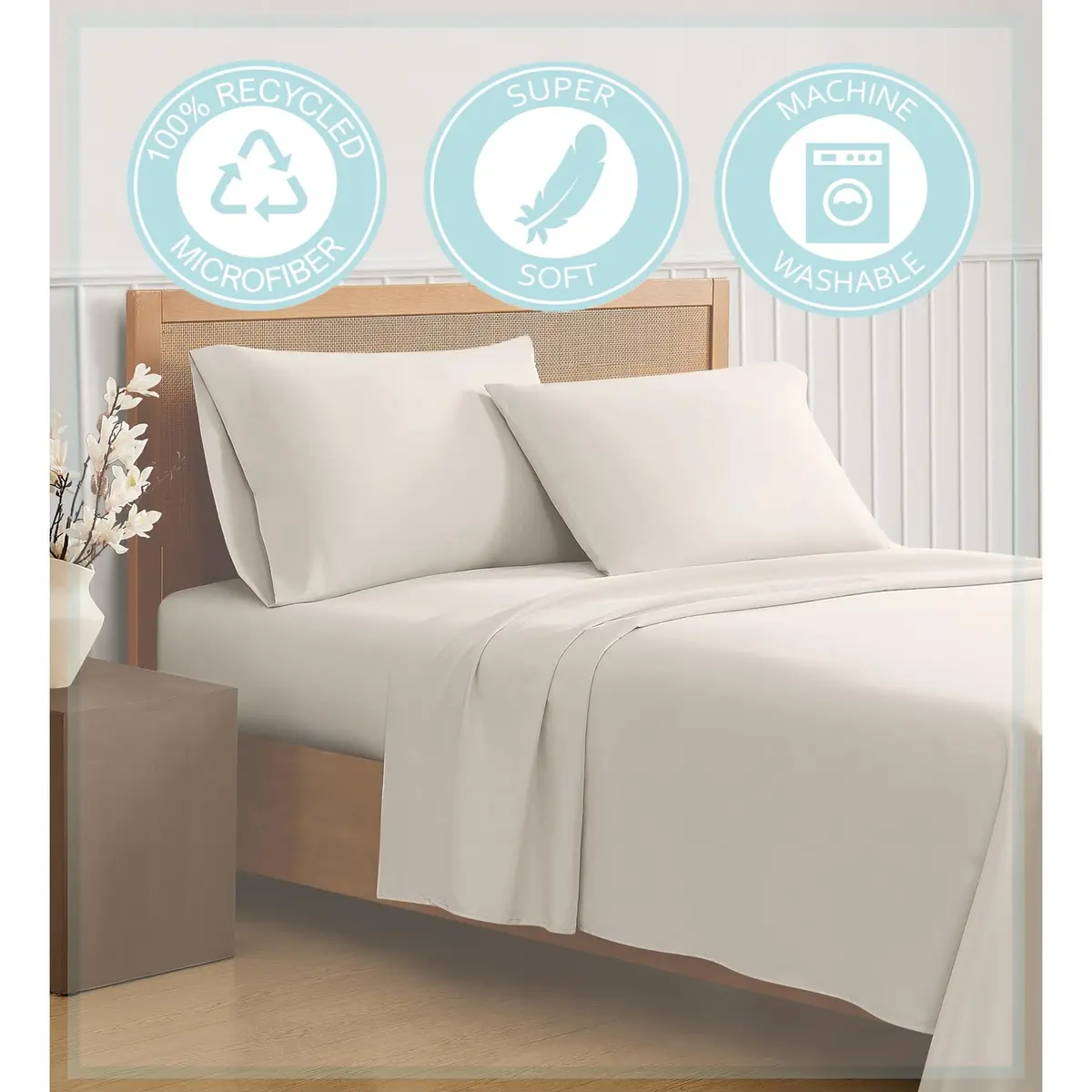 TRULY SOFT Green Pillowcase Pair | Solid Color, 15-inch Deep Elastic Fit, OEKO-TEX Certified - view 6
