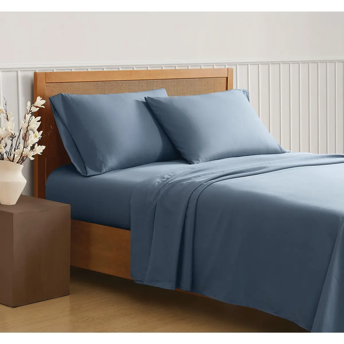 TRULY SOFT Green Solid Blue Full 4 Piece Sheet Set | Eco-Friendly Recycled Polyester (120c) - view 4