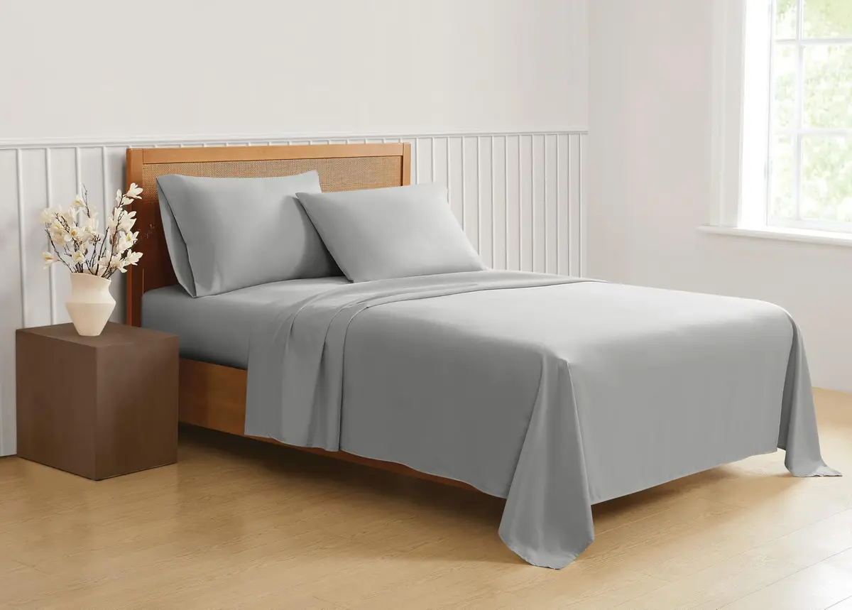 TRULY SOFT Green Solid Grey Twin XL Sheet Set | 100% Recycled Polyester, OEKO-TEX Certified - main product image