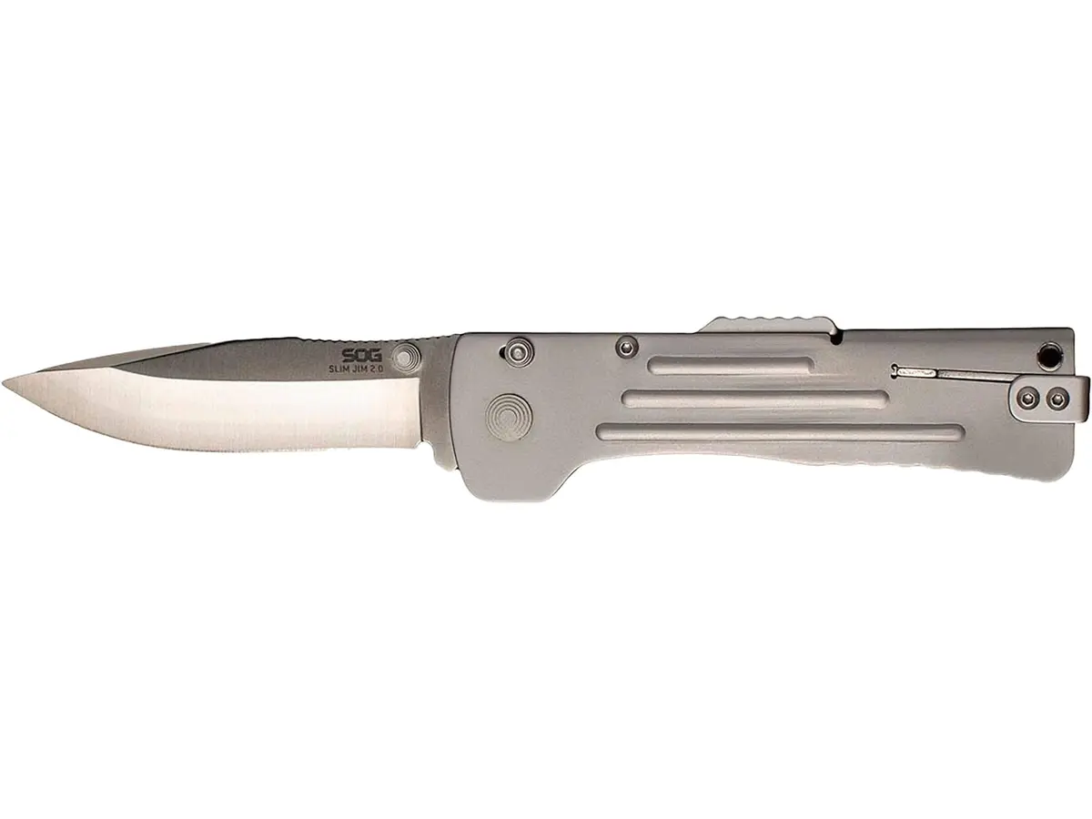 SOG Slim Jim 2.0 Folding Knife 3.18" Blade Satin Handle | Lockback, Durable AUS 8 Steel - main product image
