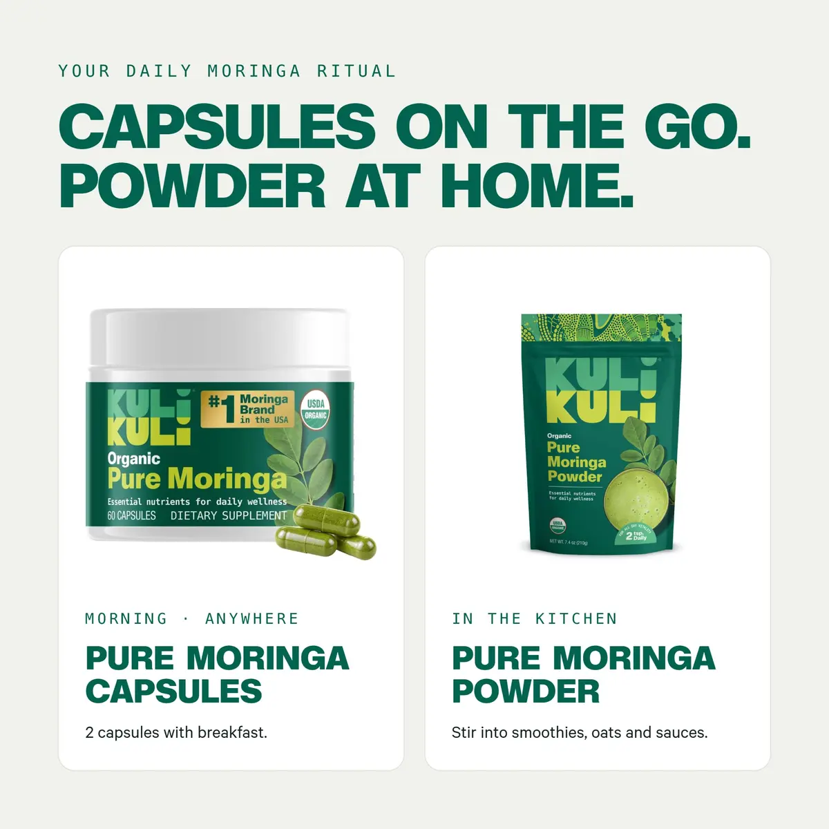 Kuli Kuli Organic Moringa Capsules 1000mg | Pure Leaf Supplement, 60 Count, Vegetarian, USDA Organic - view 8