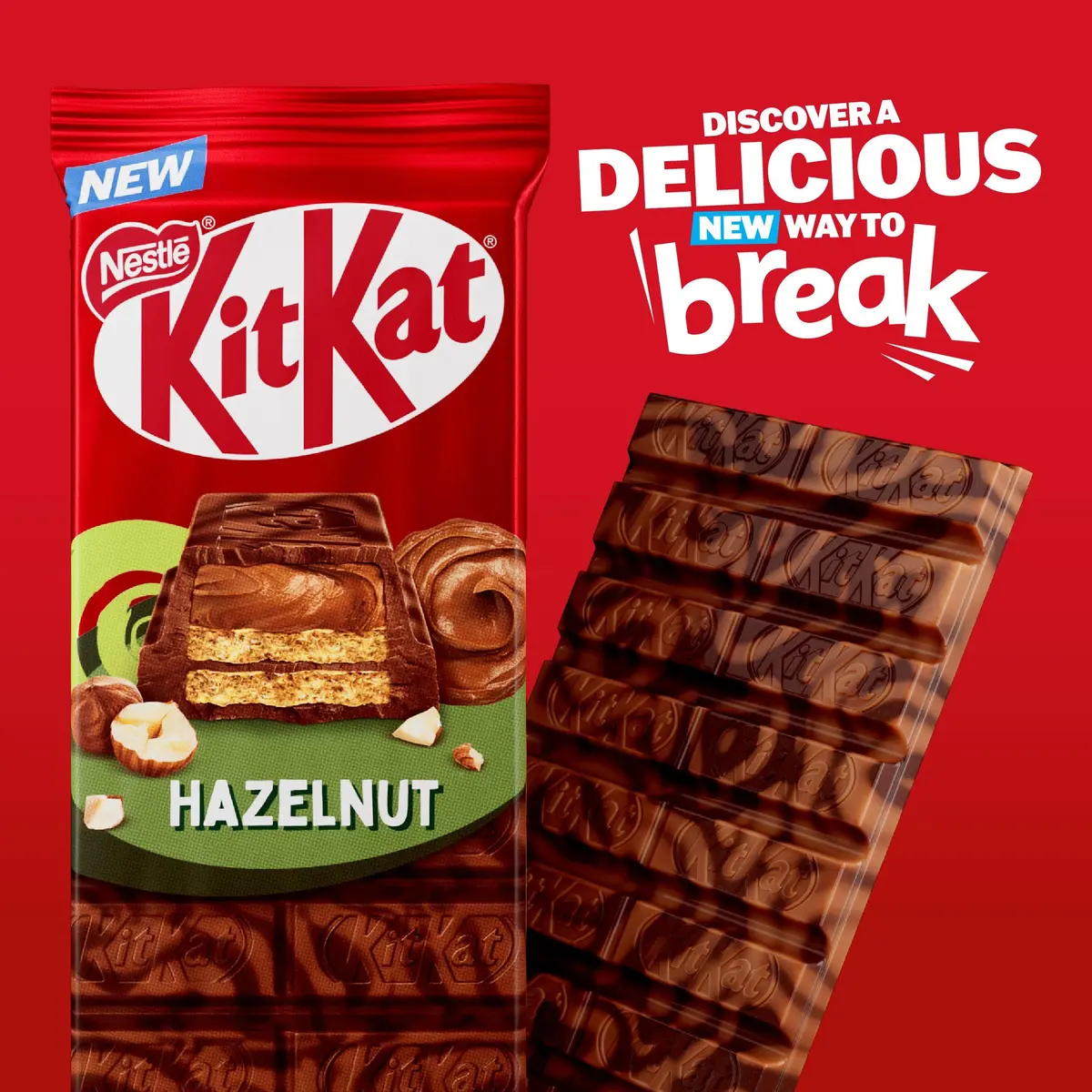 Kit Kat Hazelnut Sharing Block 99g | Crispy wafer, hazelnut filling, chocolate swirl | Supports cocoa farmers & environment - view 2