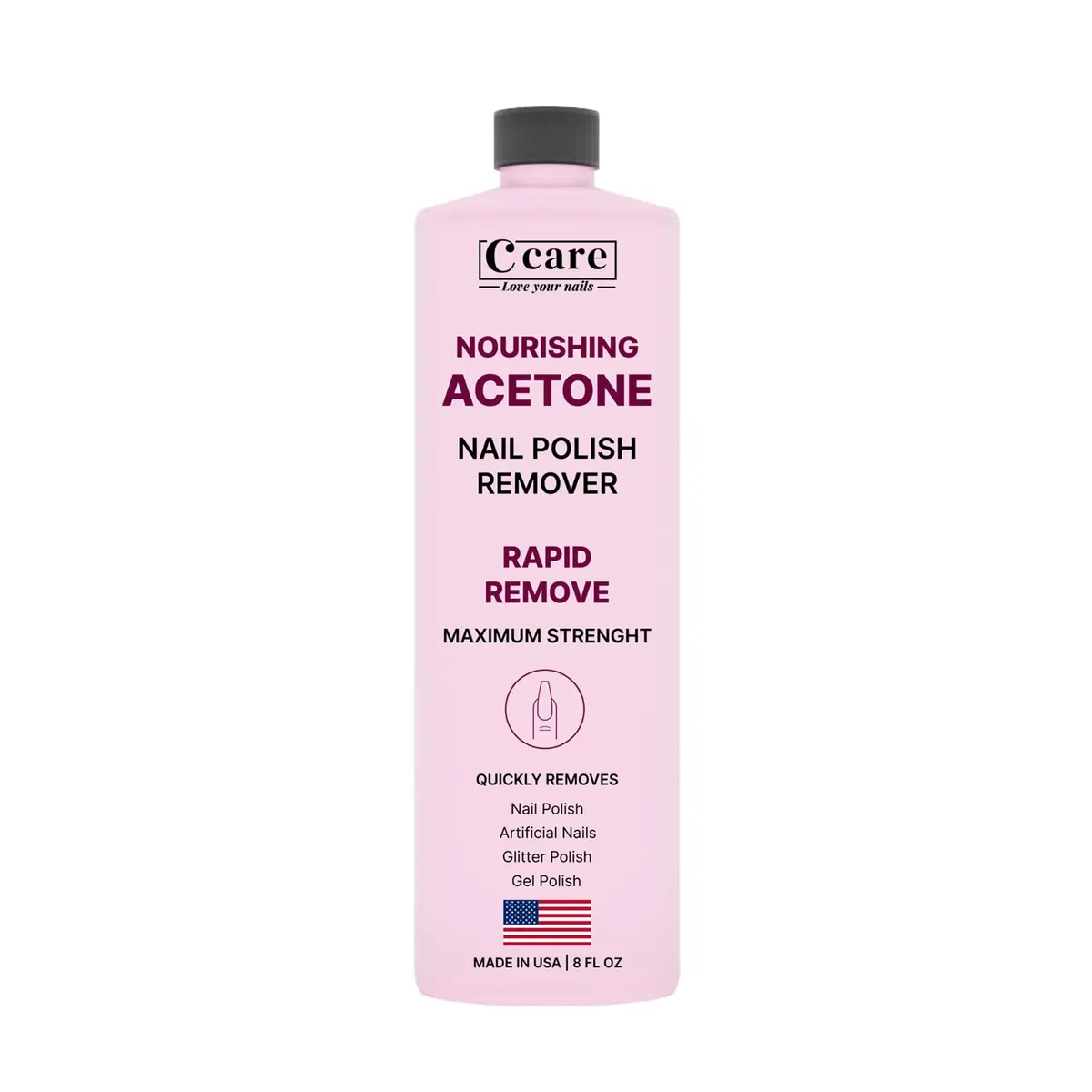 C CARE Acetone Nail Polish Remover 8 Fl oz | Fast-Acting, Nourishing, Gentle on Skin - main product image