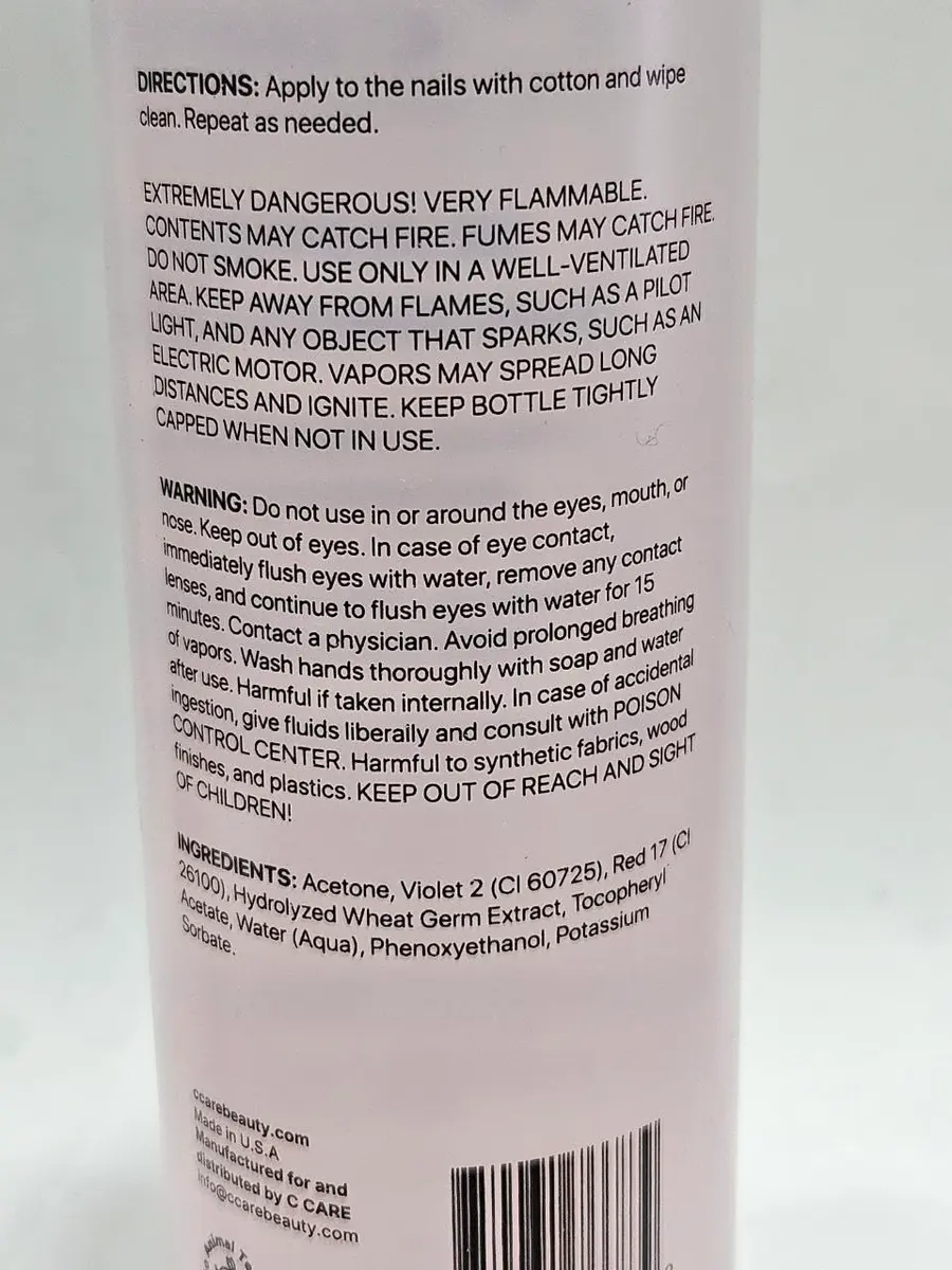 C CARE Acetone Nail Polish Remover 8 Fl oz | Fast-Acting, Nourishing, Gentle on Skin - view 2