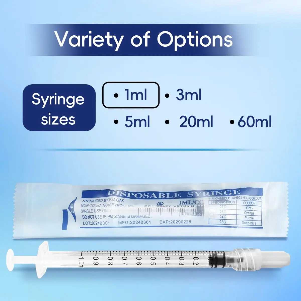 ZWCP 1ml Luer Lock Syringe (No Needle) Pack of 100 | Sterile, Leak-Proof Liquid Dispensing - view 5