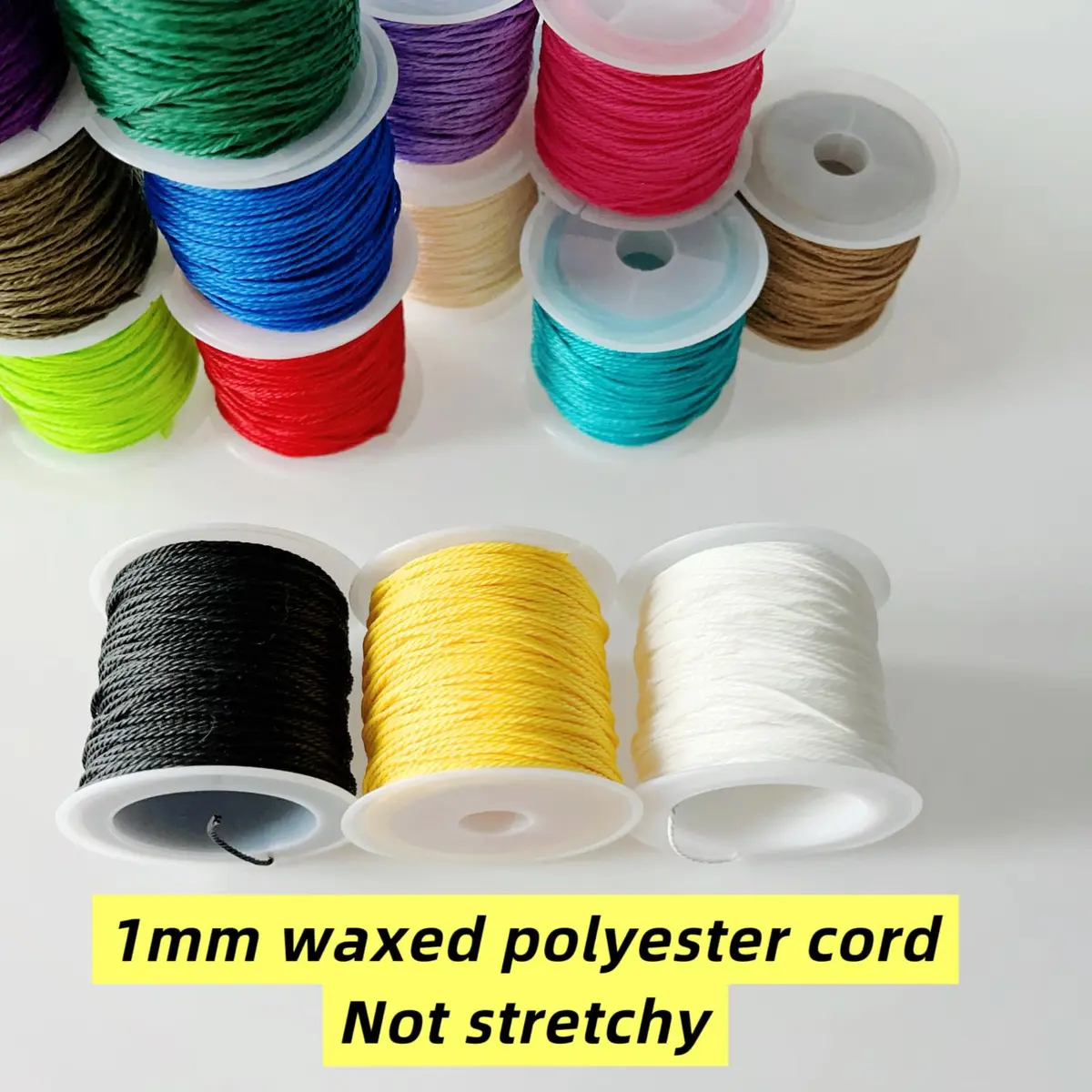 Phinicco 40 Colors 1mm Waxed Polyester Cord Bracelet Cord 900m (2953 ft) | Water-Resistant & Durable for Jewelry Making - view 6