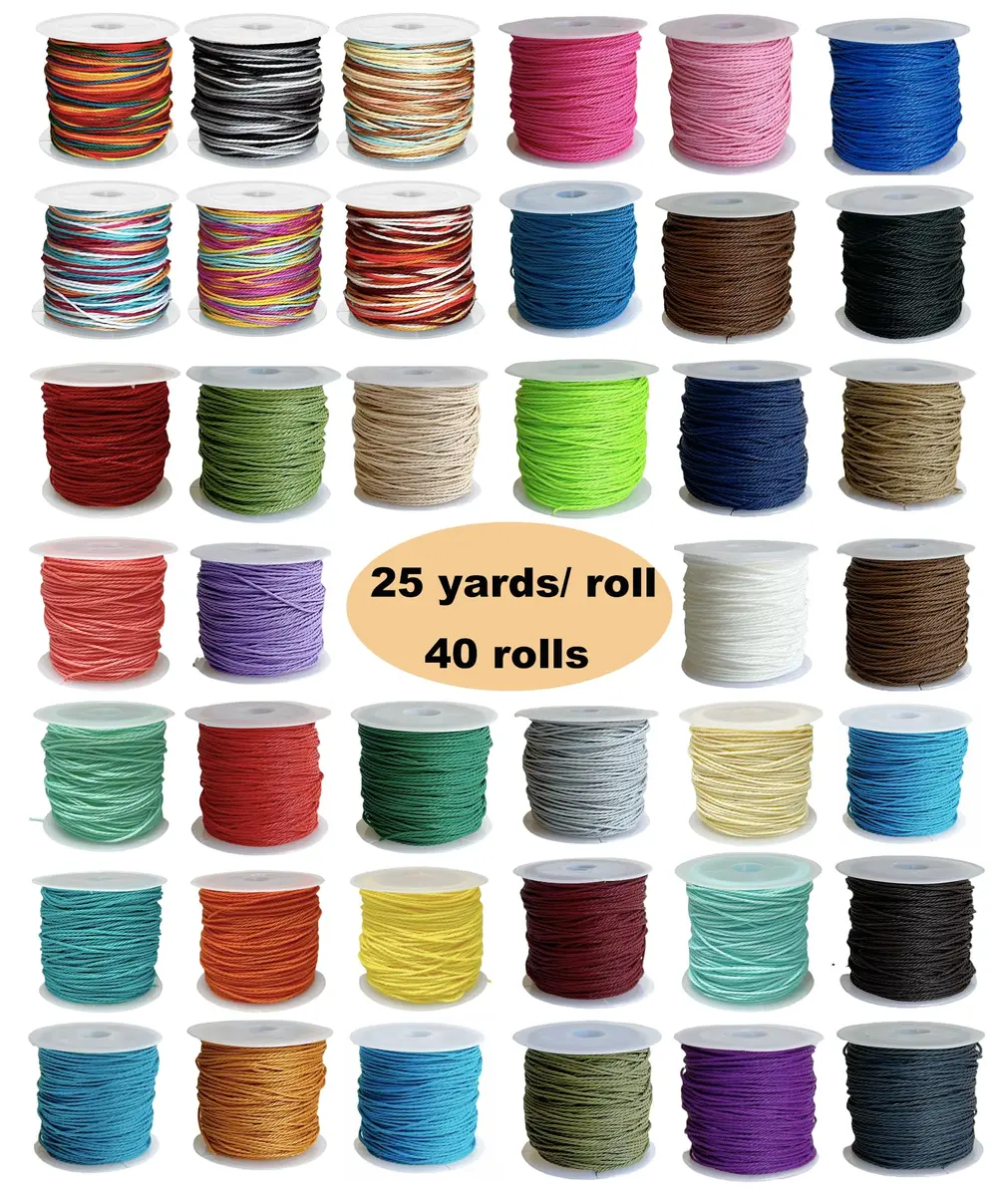 Phinicco 40 Colors 1mm Waxed Polyester Cord Bracelet Cord 900m (2953 ft) | Water-Resistant & Durable for Jewelry Making - view 8