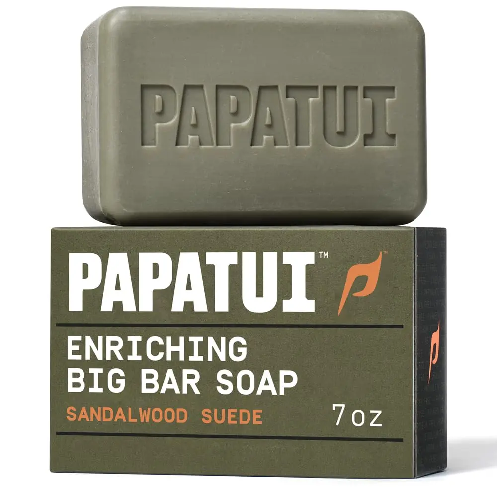 PAPATUI Enriching Bar Soap Sandalwood Suede 7oz | Nourishing & Masculine Scent - main product image