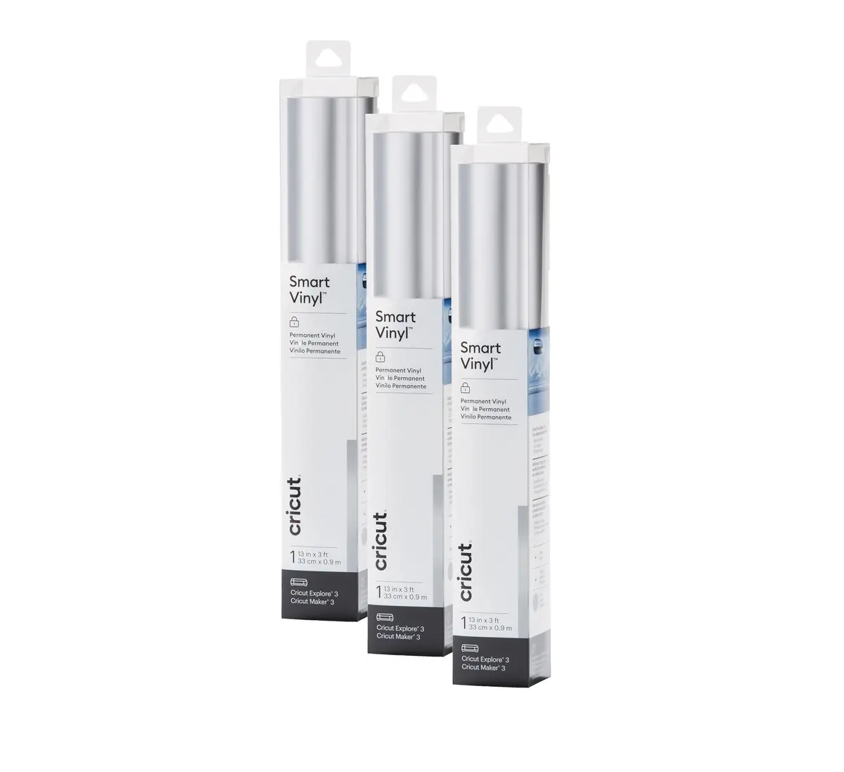 Cricut Smart Permanent Vinyl, Matte Metallic (Silver) | 3-Pack of 3ft Rolls (13"x36") - Matless Cutting - main product image