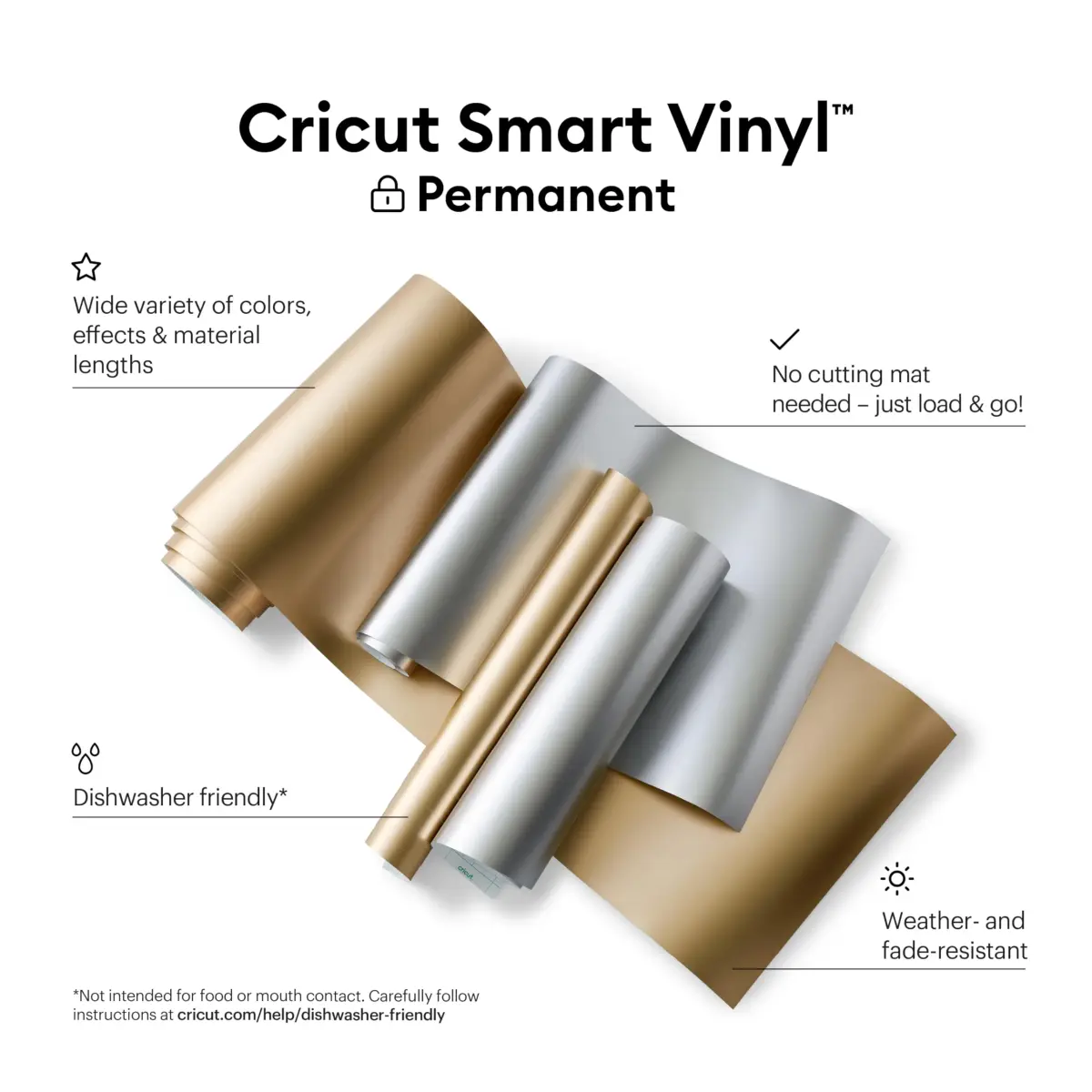 Cricut Smart Permanent Vinyl, Matte Metallic Silver - 3-Pack of 3ft Rolls (13"x36") - Matless Cutting - view 2