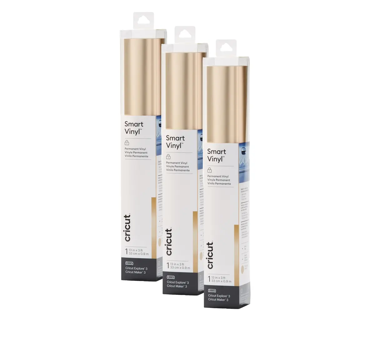 Cricut Smart Permanent Vinyl, Matte Metallic (Champagne) | 3 Rolls of 3ft (13"x36") - Matless Cutting - main product image