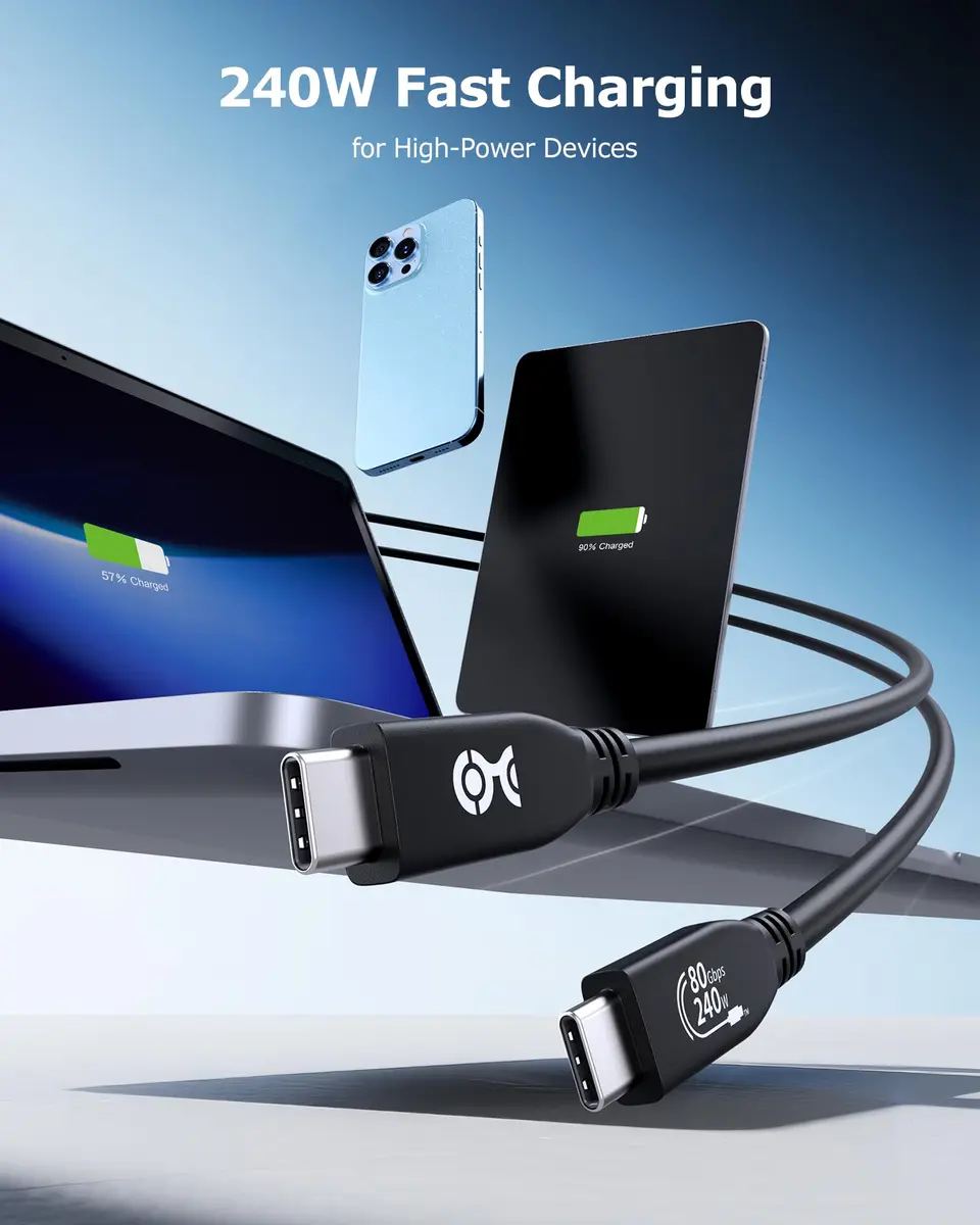 Cable Matters USB4 Cable 4.9ft | 80Gbps Thunderbolt 5/4 Compatible, 8K Video, 240W Power - view 6