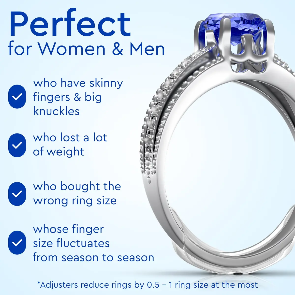 5 STARS UNITED Clip Ring Adjusters 8 Sizes (1-8mm Flat Bands) | Secure Fit for Loose Rings - view 7