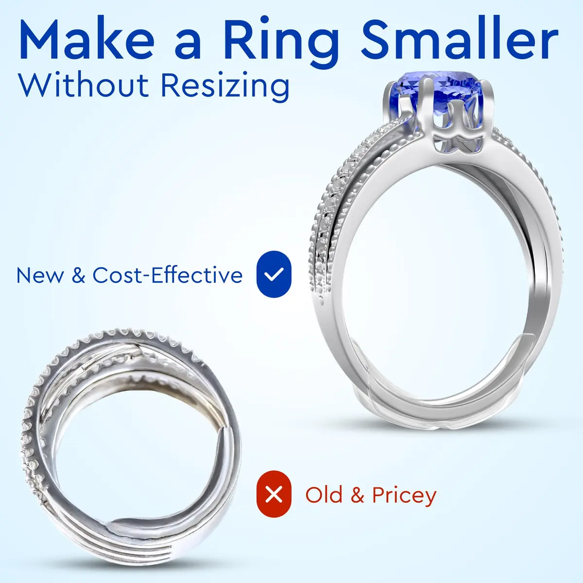 5 STARS UNITED Clip Ring Adjusters 8 Sizes (1-8mm Flat Bands) | Secure Fit for Loose Rings - view 8