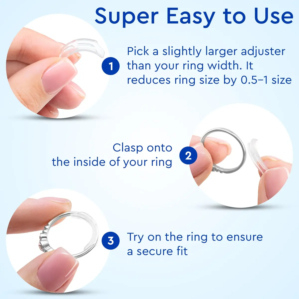 5 STARS UNITED Clip Ring Adjusters 8 Sizes (1-8mm Flat Bands) | Secure Fit for Loose Rings - view 4