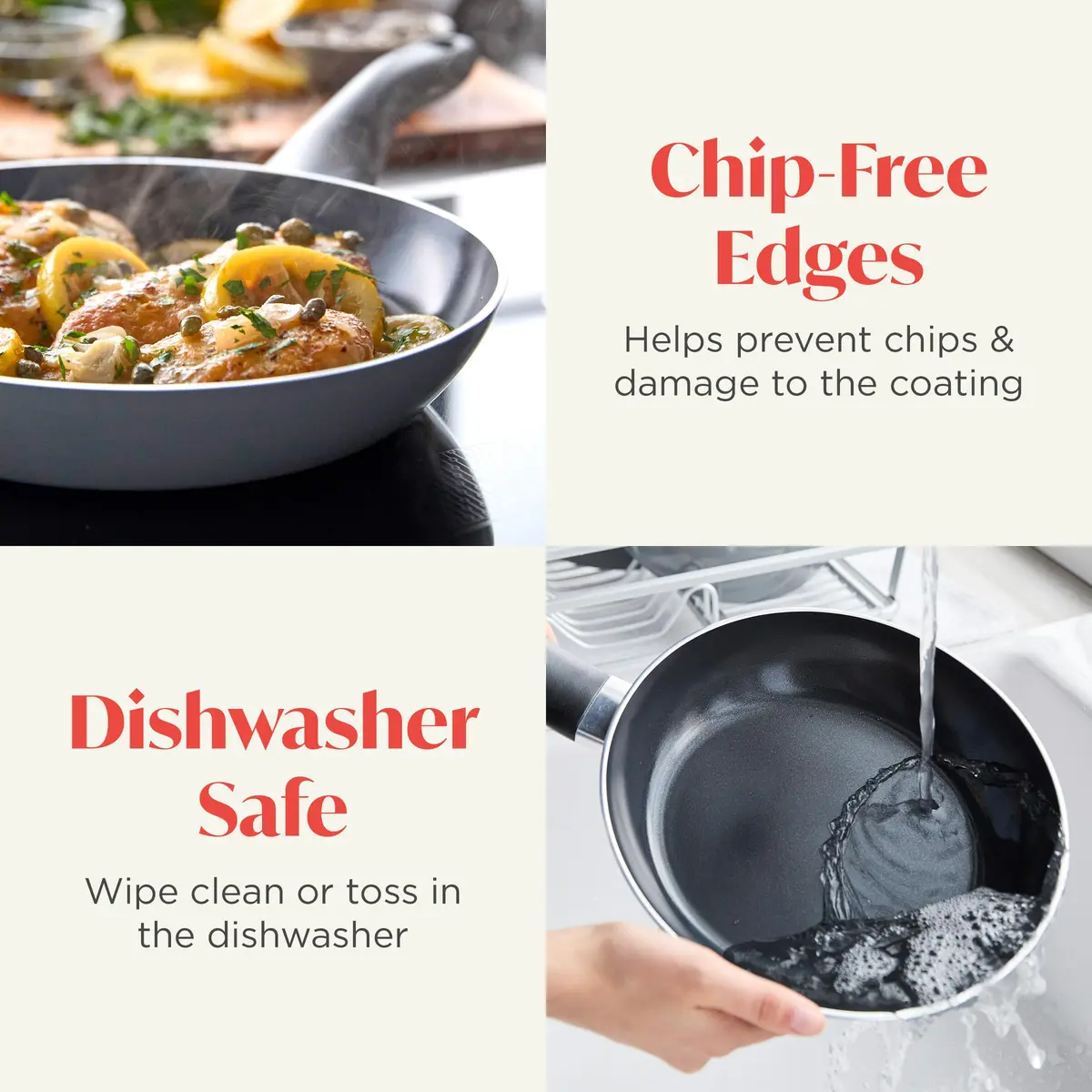 Lumenflon Deco 9.5” Nonstick Frying Pan Skillet | Italian Made, PFAS-Free, Dishwasher & Metal Safe, High Walls, Gray - view 5
