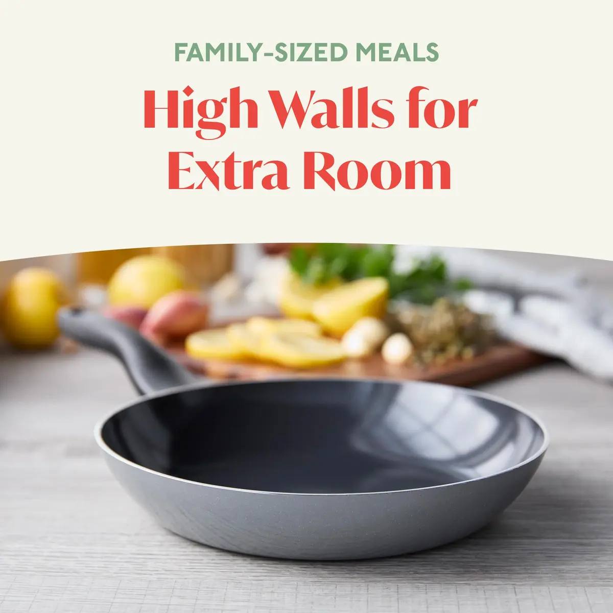 Lumenflon Deco 9.5” Nonstick Frying Pan Skillet | Italian Made, PFAS-Free, Dishwasher & Metal Safe, High Walls, Gray - view 3