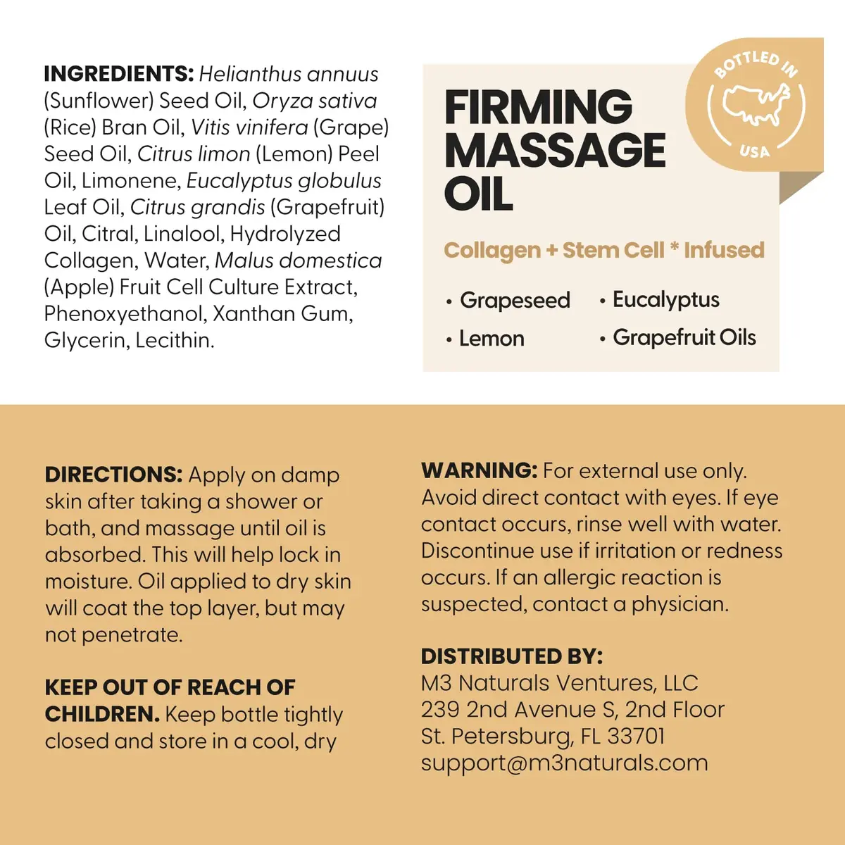 M3 Naturals Anti Cellulite Oil & Lymphatic Drainage Massager Kit | 8 fl oz (237 ml) | Smoother Skin - view 4